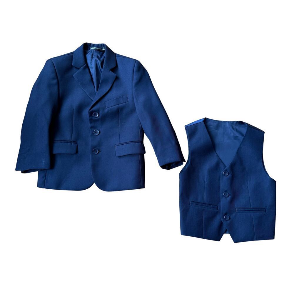 Boys Navy Blue Suit Jacket and Vest Size 3T Formal Easter Special Occasion - Picture 2 of 11